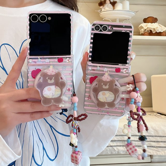 JINHR Cartoon Magnet-Handyhülle für Samsung Galaxy Z Flip 3 4 5 6 7 mit Magsafe-Ständer, Lanyard und magnetischer Halterung - Bild 1