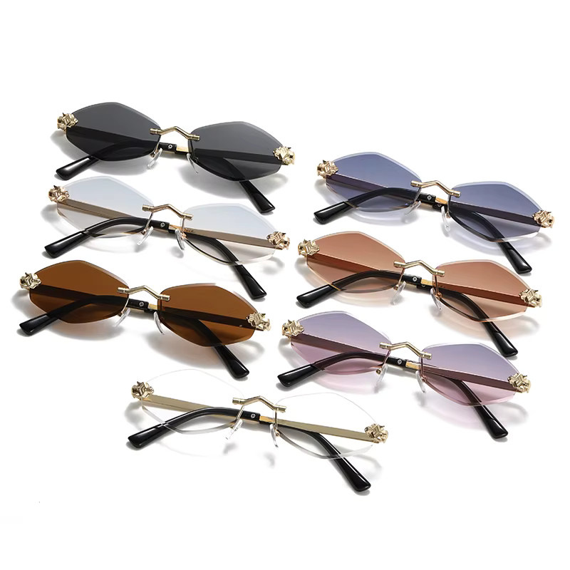 JUNCTURE Sonnenbrille, randlos, hexagonal, braun, Damen, Metall - Bild 3
