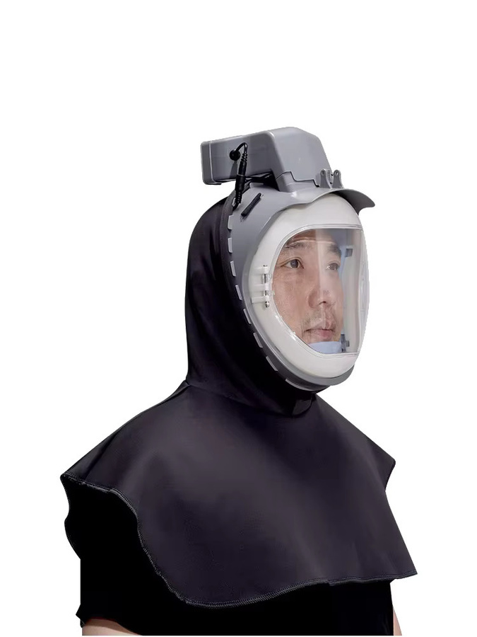 Elektrisch angetriebene Staubmaske mit Kapuzenumhang in Schwarz für industrielle Anwendungen wie Polieren und Schleifen - Bild 5