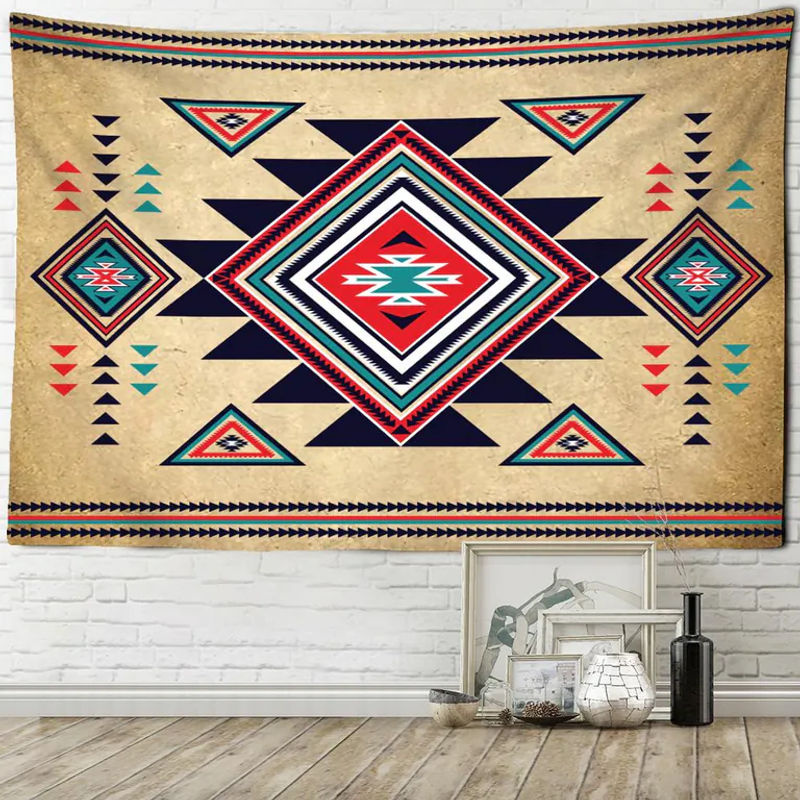 Binchi Outdoor Equipment Wandbehang im Bohemian Style mit geometrischem Diamantmuster, mehrfarbig, B: 200 cm, H: 150 cm - Bild 4