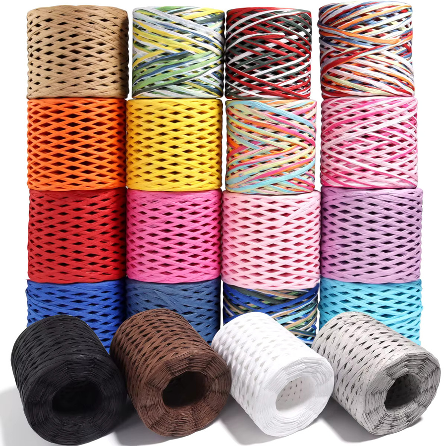 200 m natürliches Bast-Strohgarn aus Papier in Grün und Mehrfarbig für DIY-Handwerk und Dekoration - Bild 5
