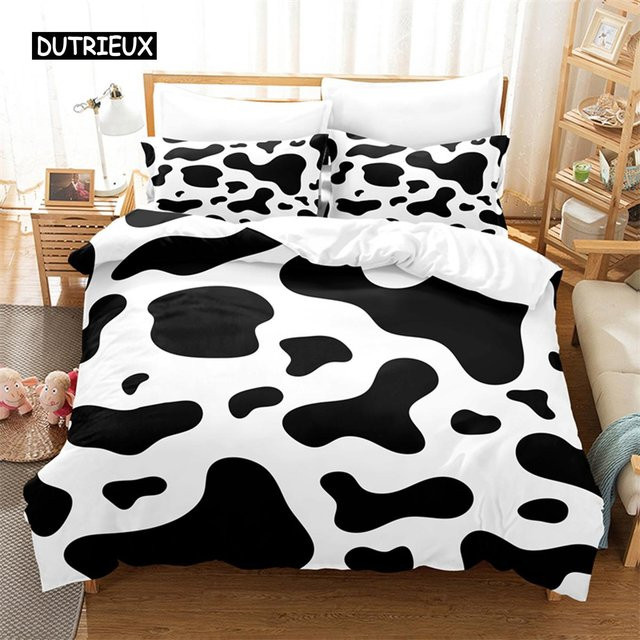 Binchi Outdoor Product Kuh Stria Bettwäscheset mit 3D Digitaldruck in Schwarz, B/H: 135 x 200 cm - Bild 1