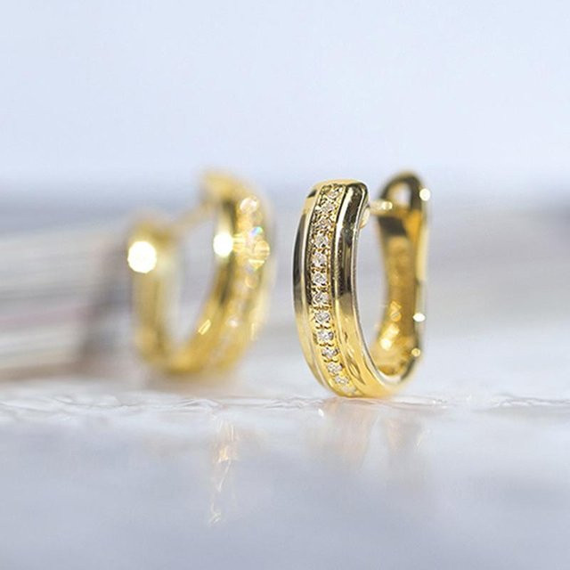YIRAN Jewelry Creolen, Goldton, Zirkonia, Damen - Bild 1