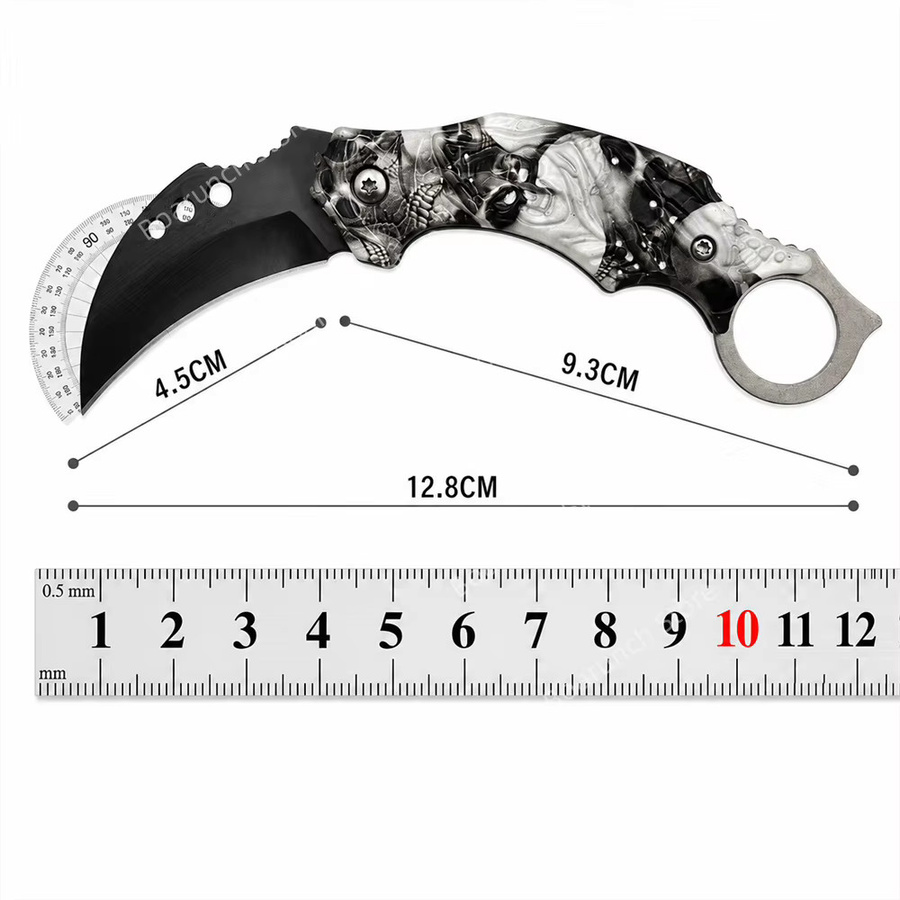 Personalisierbares Outdoor Klappmesser mit Adlerklaue und Wolfsmotiv, gebogenes Taschenmesser für Camping und unterwegs - Bild 2