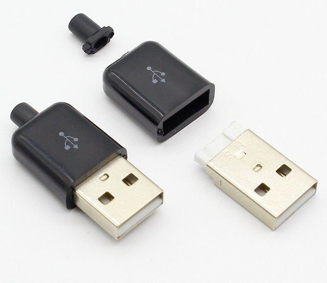 ELECAPITAL USB 2.0 DIY A Stecker Montage Adapter Set, 10 Stück, Schwarz und Weiß - Bild 1