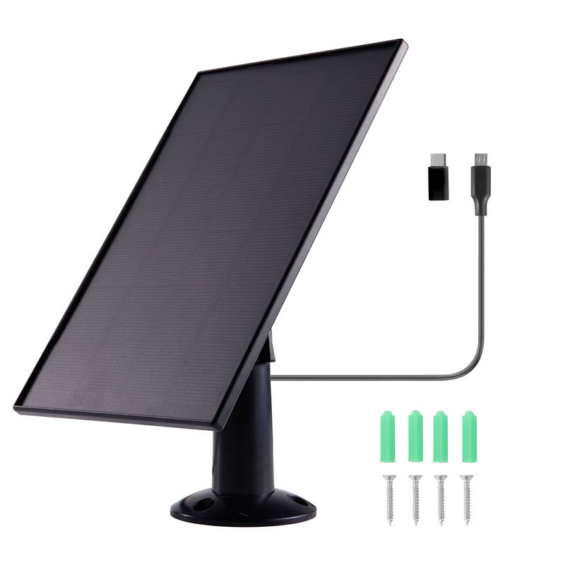 ELEGEEK 3W Solarpanel-Ladegerät für Überwachungskameras in Schwarz mit USB-C und Micro-USB Adapter für eufy Ring Reolink Arlo Outdoor-Stromversorgung - Bild 3