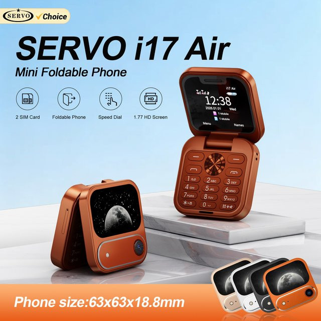 SERVO i17 AIR Mini Flip-Handy in Schwarz mit Bluetooth, Dual SIM und Taschenlampe - Bild 1