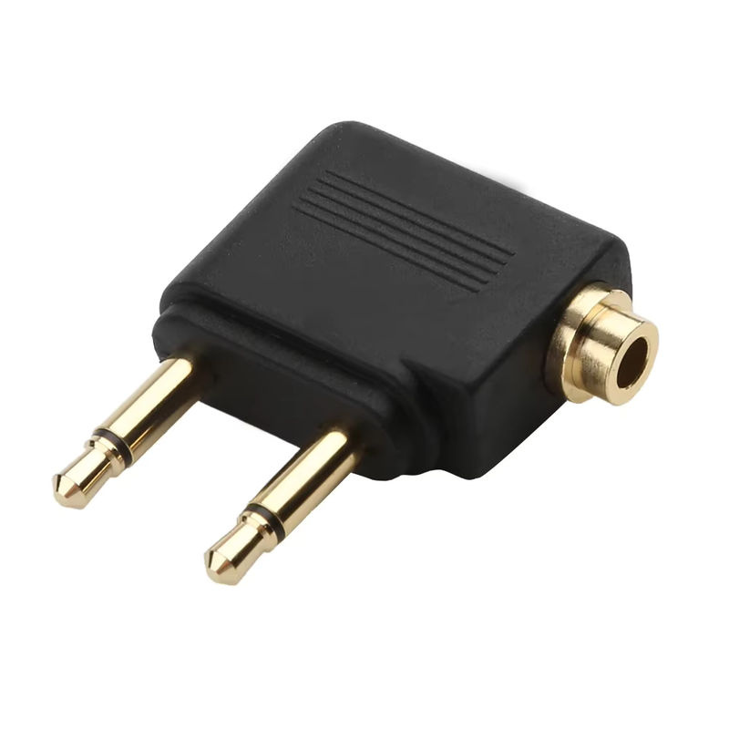 VIKEFON Dual 3,5mm Klinken Adapter für Flugzeug Kopfhörer, Schwarz - Bild 5