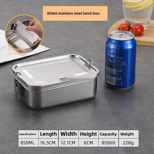 Binchi Outdoor Equipment Edelstahl Bento Box Metall Lunchbox in Weiß mit verschließbaren Clips - Bild 1