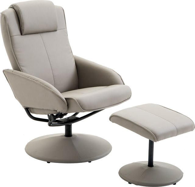 HOMCOM Relaxsessel mit Fußstütze in Grau, 360 Grad drehbarer Fernsehsessel aus Kunstleder mit Metallrahmen, B: 71 cm, T: 78 cm, H: 101 cm - Bild 1