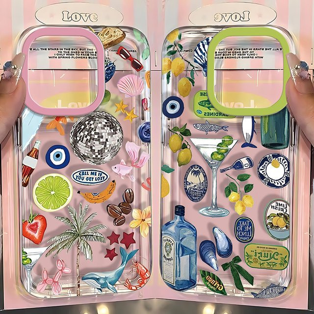 Transparente iPhone Schutzhülle mit Meerlandschaft und Zitronen-Design für iPhone 16 bis iPhone 8 Plus, Multicolor - Bild 1