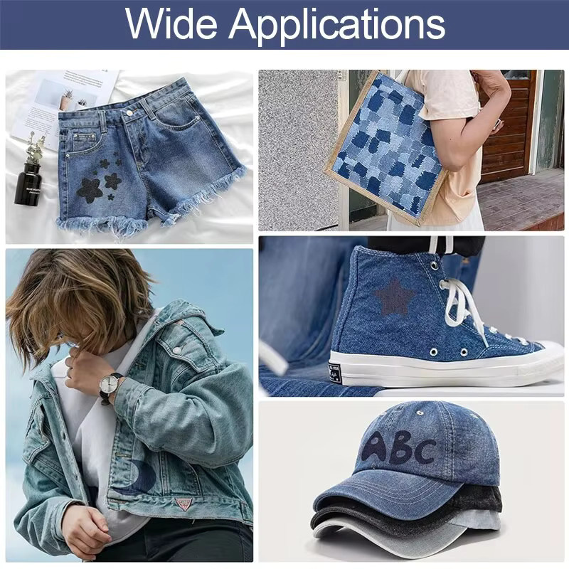 Denim-Aufnäher Reparaturset aus 100 % Baumwolle in Blau für Jeans und Kleidung - Bild 4