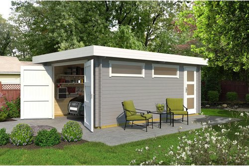WEKA Garage aus Holz in Grau, B/T: 422,7 x 600 cm - Bild 1