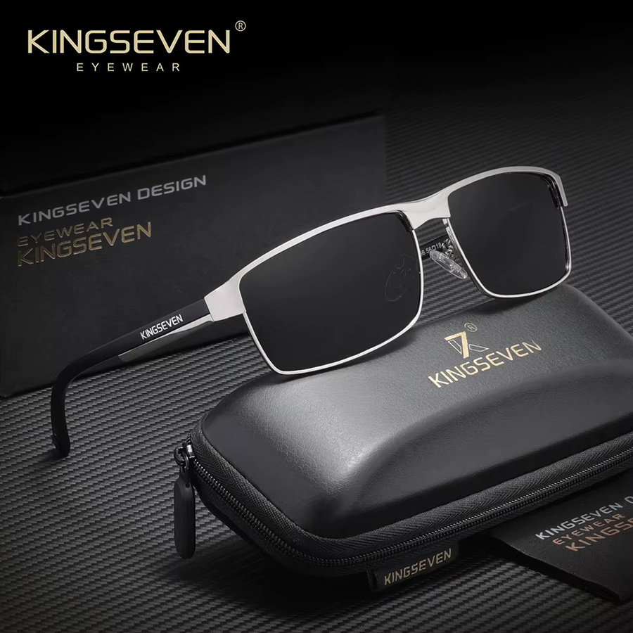 KINGSEVEN Sonnenbrille, rechteckig, Vollrand, Metall, polarisiert - Bild 1