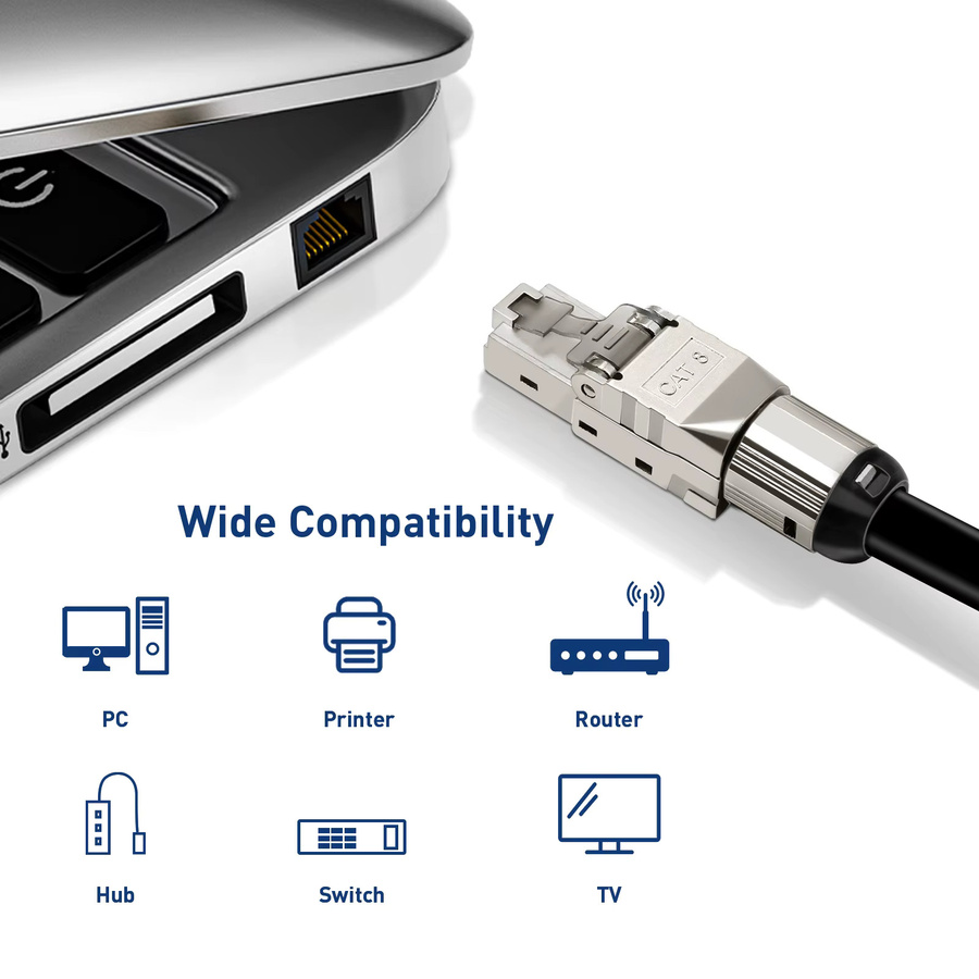 ZoeRax RJ45 Modularstecker Cat8 geschirmt, werkzeugloser Ethernet LAN Stecker für 22AWG-24AWG, 2000MHz 40G, Silber - Bild 4