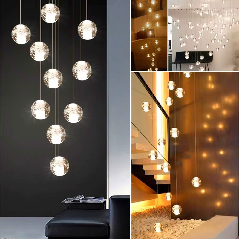 Moderne Kristallkugel-Pendelleuchte in Silber mit transparentem Kristall und G4 LED für Wohnzimmer, Küche, Schlafzimmer und Treppenhaus - Bild 3