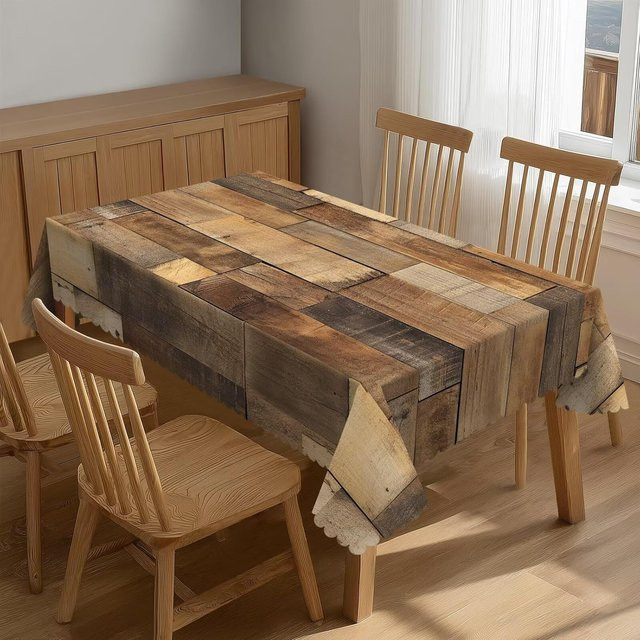 Rechteckige Tischdecke von JMG Household Supplies in Braun mit Holzmaserung-Design, B/L: 100 x 160 cm - Bild 1