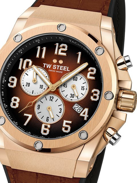 TW Steel Chronograph, Quarz, Edelstahl, 44 mm, Herren, Braun - Bild 1