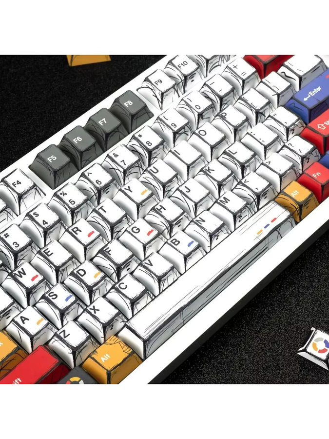 OEM Comic Mixed Lights Englische Tastenkappen aus PBT im Cherry-Profil für MX-Schalter, Mehrfarbig - Bild 7
