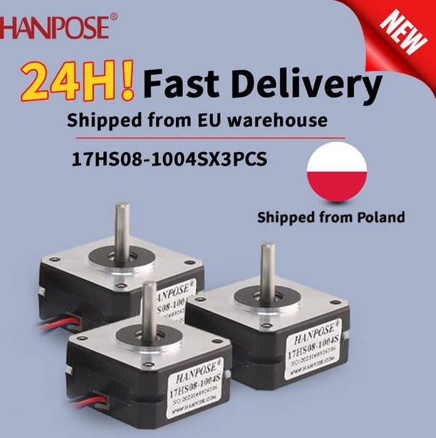 HANPOSE Nema17 Schrittmotor 17HS08-1004S in Schwarz, 3er-Set, 42er Motor mit 20mm Länge für 3D-Drucker und Überwachungsgeräte - Bild 1