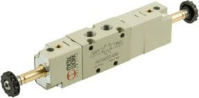 Riegler 5/3-Wegeventil elektrisch betrieben mit externer Steuerung, Mitte entlüftet, Farbe: Silber, Anschluss: G 1/8, Material: Alu - Bild 1