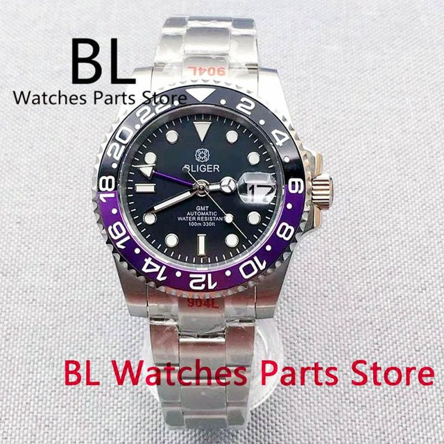 Bliger Armbanduhr, Edelstahl, Schwarz, Lila, 40 mm, Herren - Bild 1