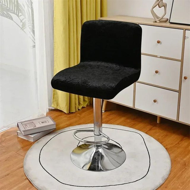 Elastischer Stuhlbezug für Barhocker aus weichem Plüsch in Schwarz von Household supplies MH - Bild 1