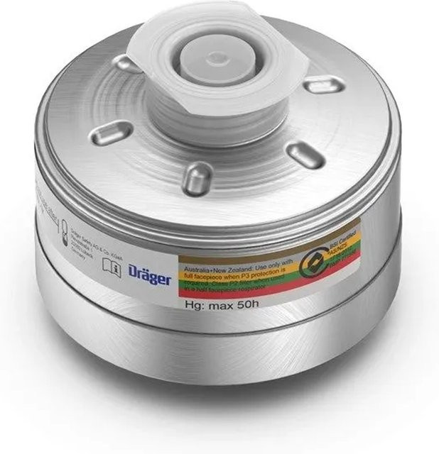 Dräger Kombinationsfilter 1140+ ABEK2 Hg P3 R D für Rd40 Anschluss in Silber - Bild 1
