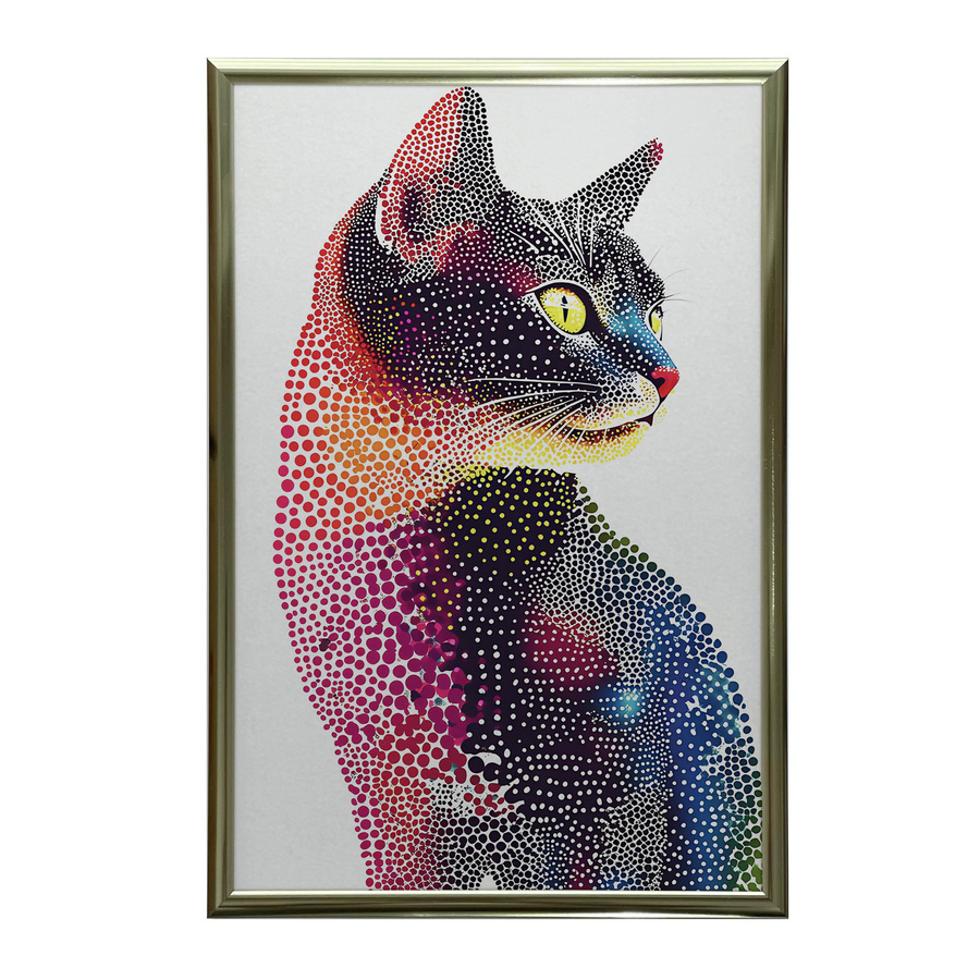 iKable Poster Katze in buntem Mosaik mit dunkelbraunem Holzrahmen, Breite: 30 cm, Höhe: 40 cm - Bild 2