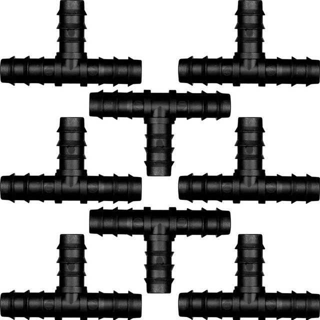 Nongjiale 14-teiliges T-Stück-Set für Tropfbewässerung, 1/2 Zoll, Schwarz, für PE-Bewässerungsschläuche mit ID 12 mm und AD 16 mm - Bild 1