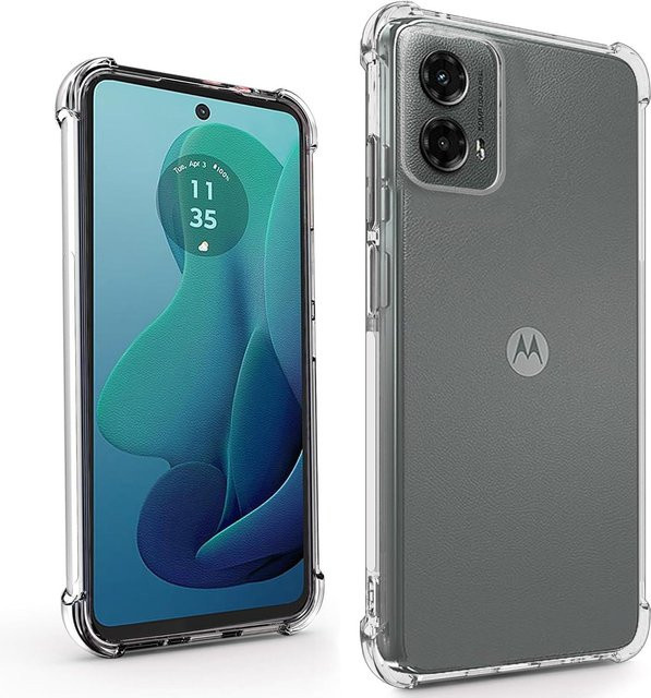 Motorola Moto G 5G und Moto G Play 5G 2024 Handyhülle aus flexiblem TPU, stoßfest und rutschfest, Farbe: Transparent/Blau - Bild 1