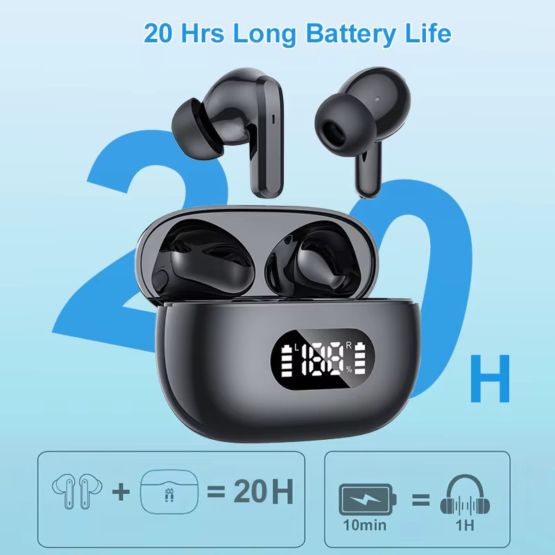 UYUXIO Kabellose TWS-Ohrhörer in Schwarz mit 40 dB Geräuschunterdrückung, Bluetooth 5.3, 6 Mikrofone mit ENC, LED-Anzeige und Transparenzmodus - Bild 3