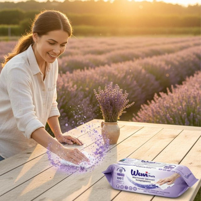 Wewi Universelle Oberflächenreinigungstücher Lavendel 100 Stück - Bild 1