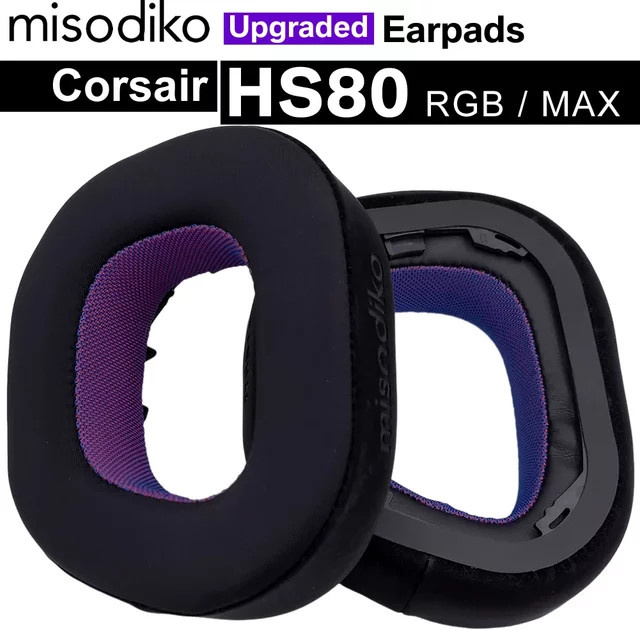 misodiko Ersatz-Ohrpolster für Corsair HS80 RGB/MAX Kopfhörer in Schwarz - Bild 1