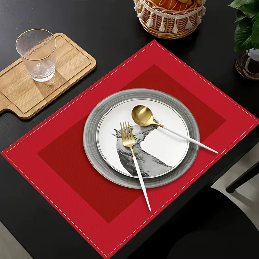 VIKAMA Tischsets mit rotem geometrischem Design für Küche und Restaurant, 4 oder 6 Stück - Bild 3