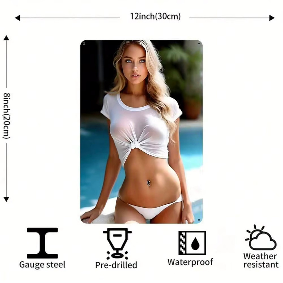 Vintage Wandkunst aus Metall CIFBUY Bikini Stranddekoration B: 30,5 cm, H: 20,3 cm - Bild 4