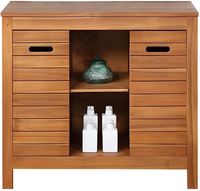 Vente-unique Waschbeckenunterschrank Pulukan aus Akazienholz in Natur Dunkel, Breite: 90 cm - Bild 1