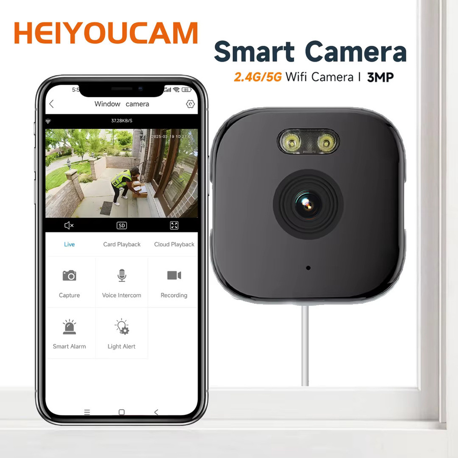 HEIYOUCAM Fensterkamera mit 3MP Auflösung, 2,4/5 GHz WLAN und vollfarbiger Nachtsicht durch das Fenster - Bild 2