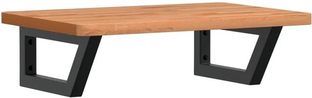 vidaXL Waschbeckenregal zur Wandmontage aus Stahl und Massivholz Buche in Schwarz und Braun - Bild 1