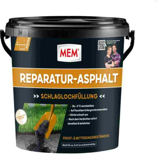 MEM Reparatur-Asphalt Schwarz 10 kg - Bild 1