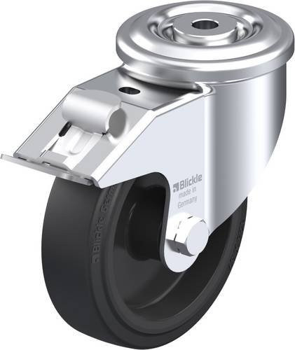 Blickle Lenkrolle LKR-POEV 125XR-FI mit Feststeller in Schwarz und Silber, Rad-Durchmesser: 125 mm, Tragfähigkeit: 250 kg - Bild 1