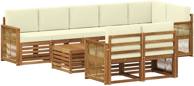 vidaXL Sofagarnitur aus Massivholz Akazie in Braun mit modernem Latten-Design - Bild 1