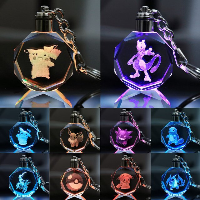 Bandai Pokemon Pikachu Actionfiguren, Kristall-Lampe Schlüsselanhänger - Bild 1