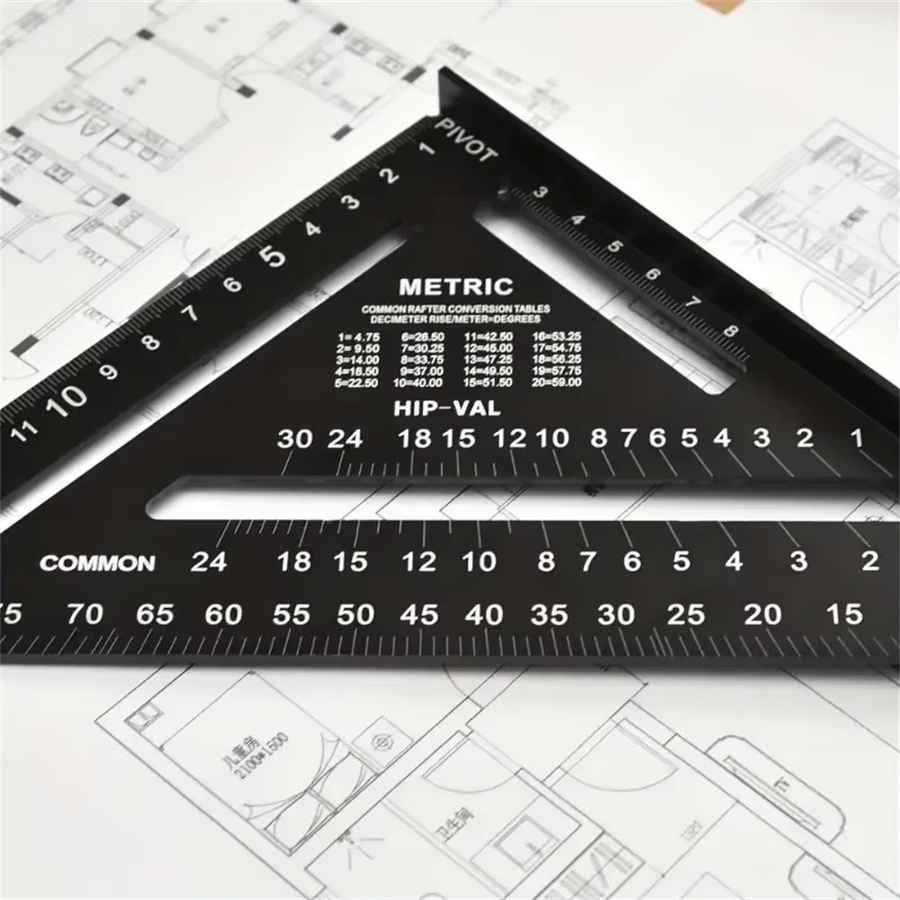 Präzises 7-Zoll-Dreieckslineal aus schwarzer Aluminiumlegierung als quadratischer Winkelmesser für Ingenieure und Zimmerleute - Bild 5