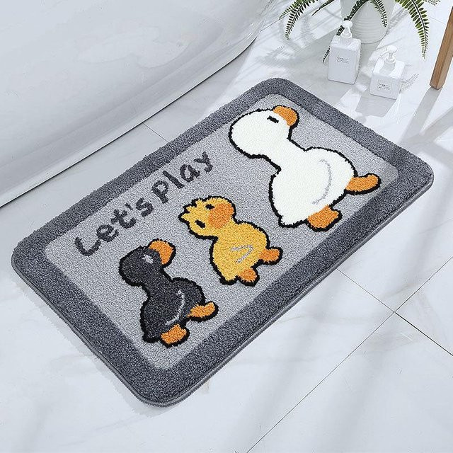 Rutschfeste Badezimmer Matte mit niedlichem Entenküken-Motiv, feuchtigkeitsableitender Teppich für Kinderzimmer und Schlafzimmer, B/B: 50 x 80 cm - Bild 1