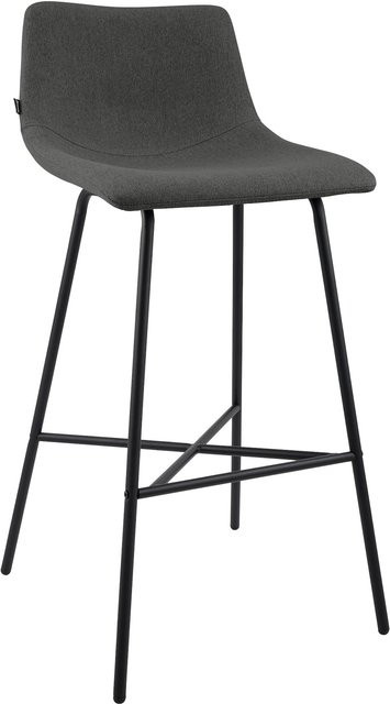 CLP Barhocker Altona gepolsterter Barstuhl mit Lehne und Fußstütze, moderner Tresenstuhl mit schwarzem Metallgestell - Bild 1