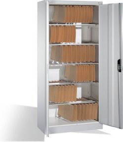 C+P Aktenschrank Acurado mit Drehtüren und 6 Pendelstangen in Lichtgrau, H: 195 cm, B: 93 cm, T: 40 cm - Bild 1