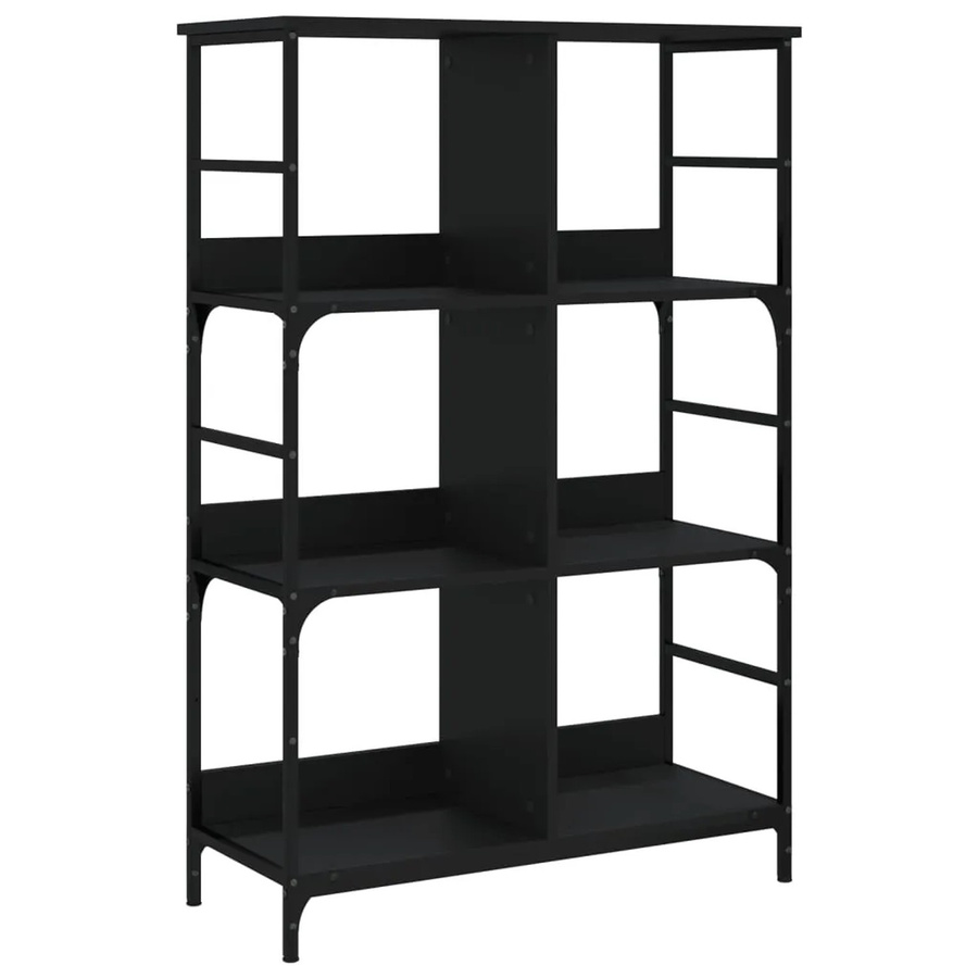 vidaXL Bücherregal in Schwarz im Industrie-Stil aus Holzwerkstoff und Stahl, B/T/H: 78,5 x 33 x 117,5 cm - Bild 2