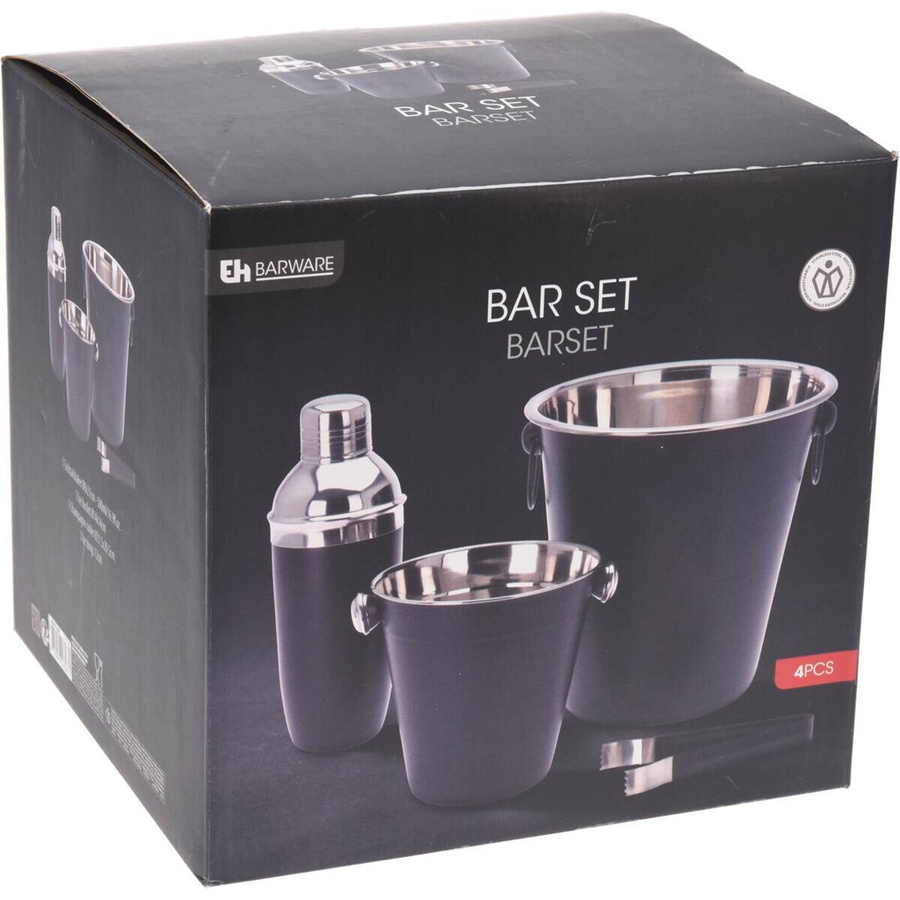 EH Barware Cocktail-Shaker Set aus Edelstahl in Schwarz, B/H/T: 22,5 x 22,5 x 23 cm - Bild 2