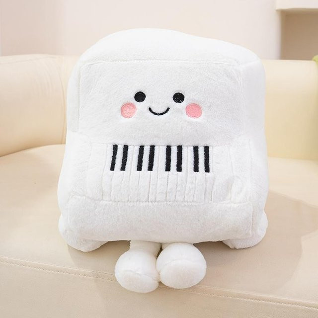 Lachendes Gesicht Musikinstrument Plüschtier, Stofftier, 50cm, Weiß - Bild 1